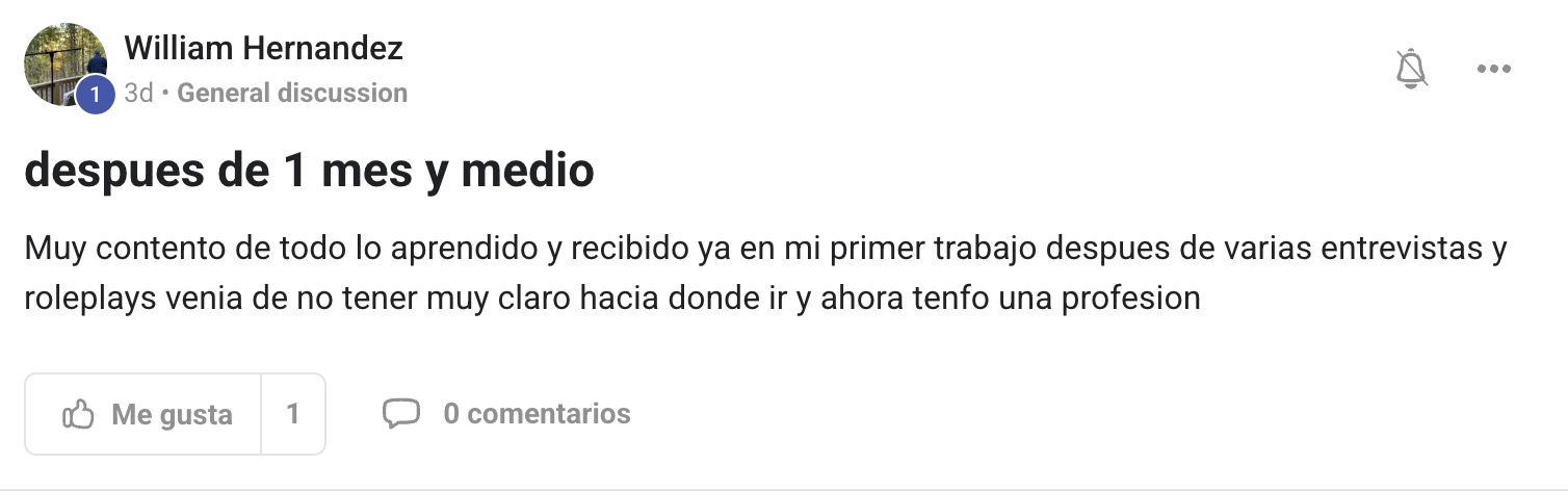Testimonio de William Hernandez — primer trabajo como SDR en 1 mes y medio